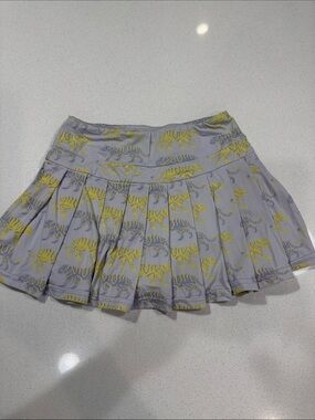 Girls Pleated Skort in Light Gray with purple & gold Tiger Print